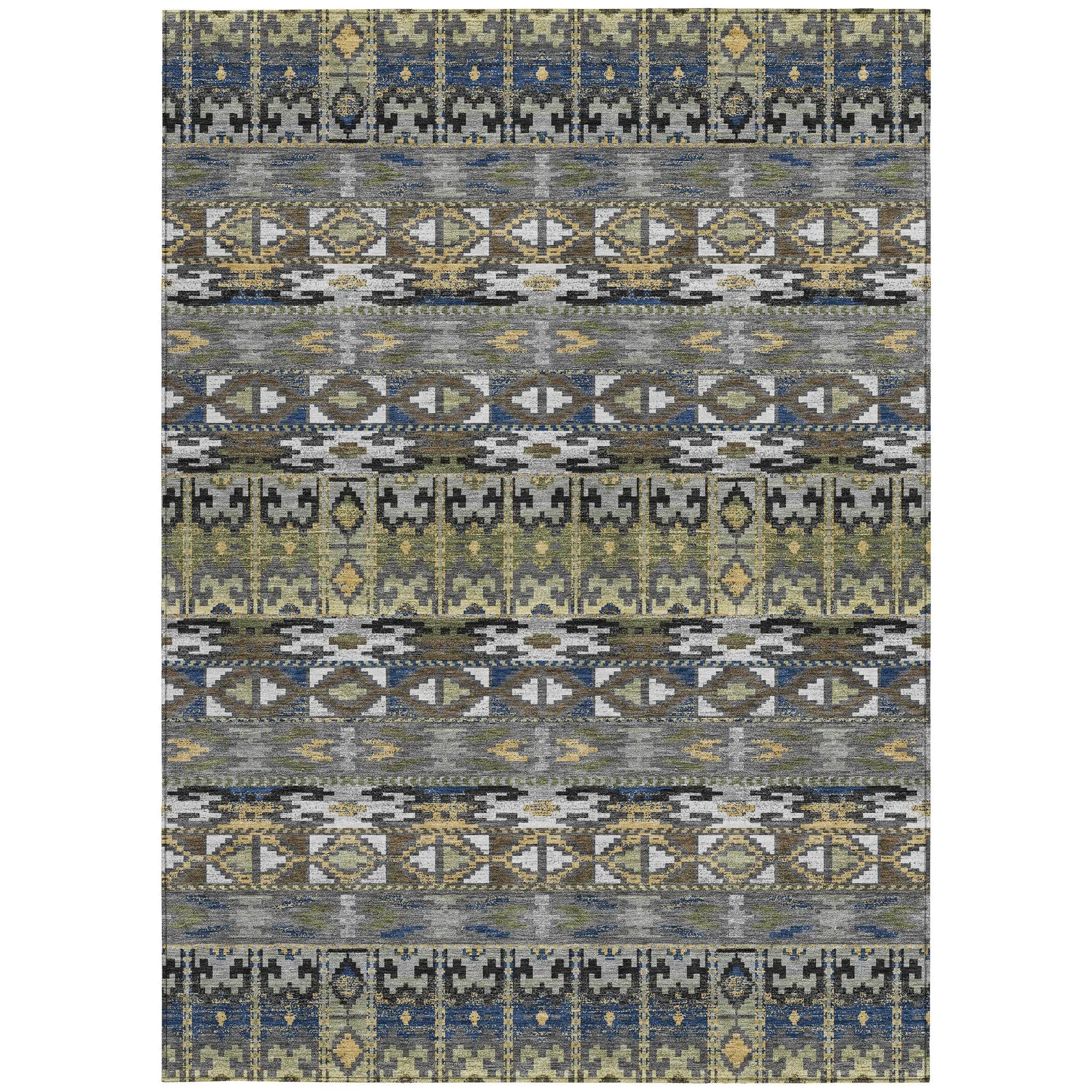 8' X 10' Gray And Graphite Geometric Washable Indoor Outdoor Area Rug Homeroots Outdoor